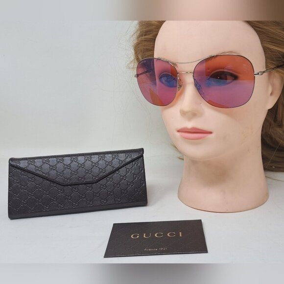 NWT Gucci Techno Ultra Light Sunglasses Metal Rose Pink Lenses GG4253S 58-16-140